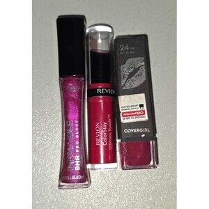 Lot of 3 Lipstick Liquid Solid Revlon Covergirl Loreal NEW Pink Tones